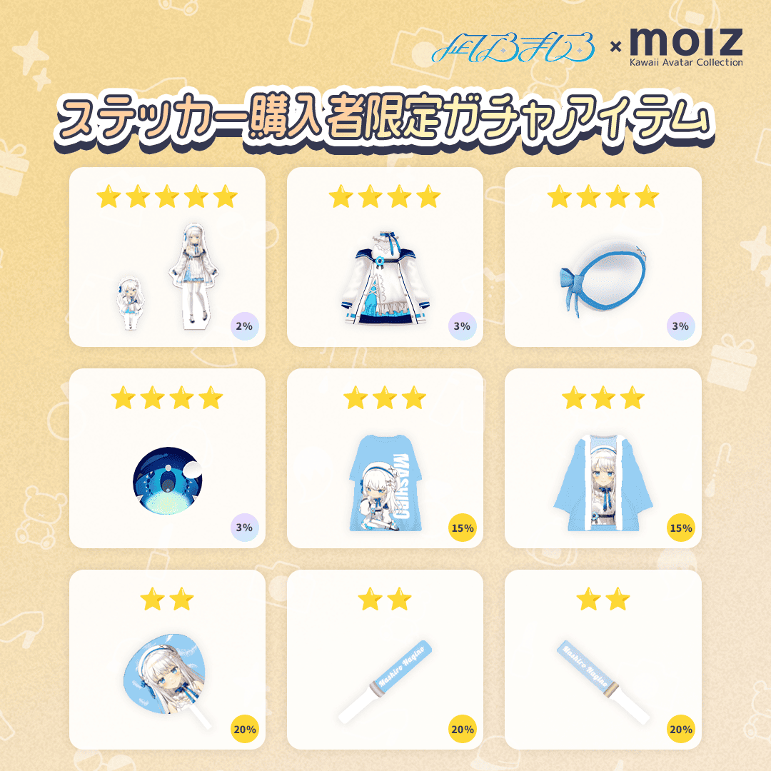 【凪乃ましろコラボ】「MOLZ ステッカーくじ」6つ購入で送料無料!
