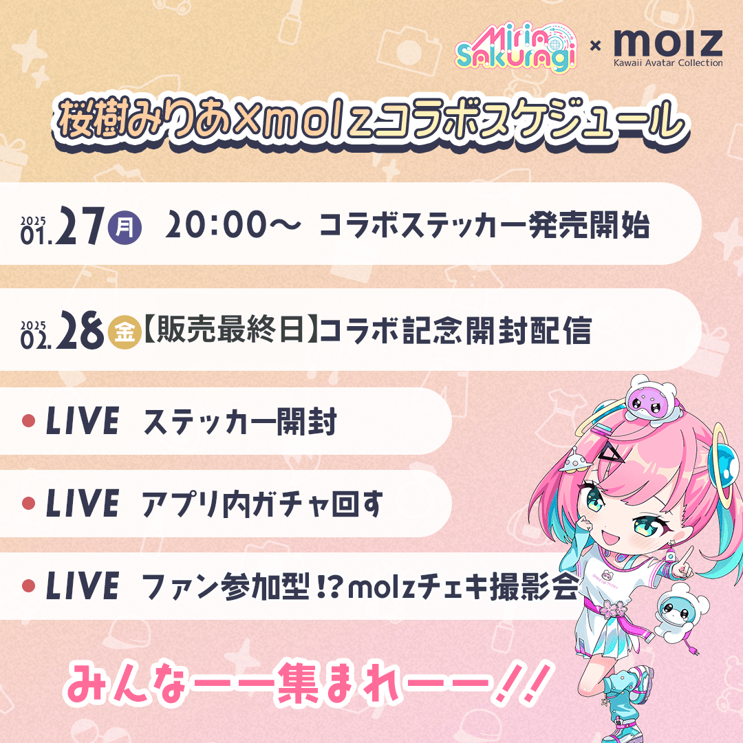 \\桜樹みりあ期間限定コラボ//　次世代アバターブランドMOLZステッカー10連くじ